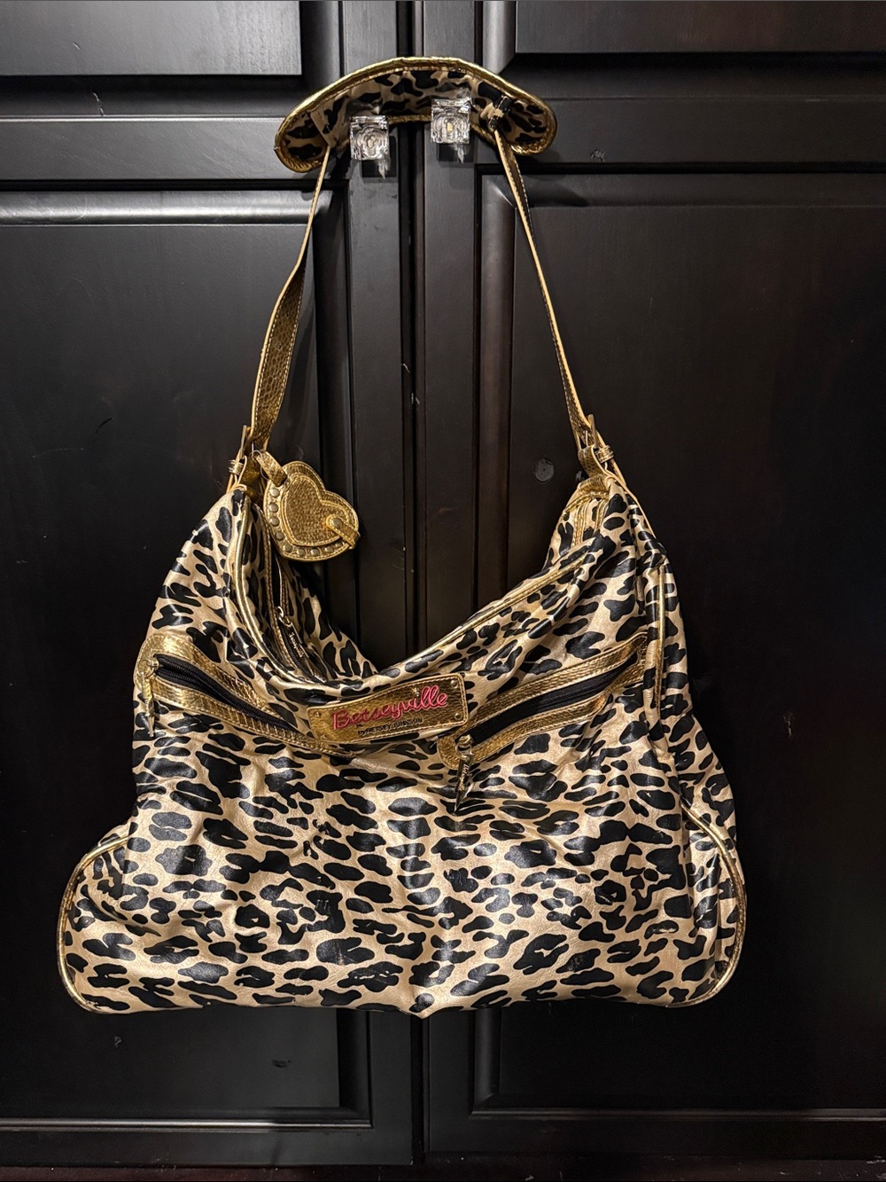 Betseyville leopard Print Shoulder Bag with Gold Accents